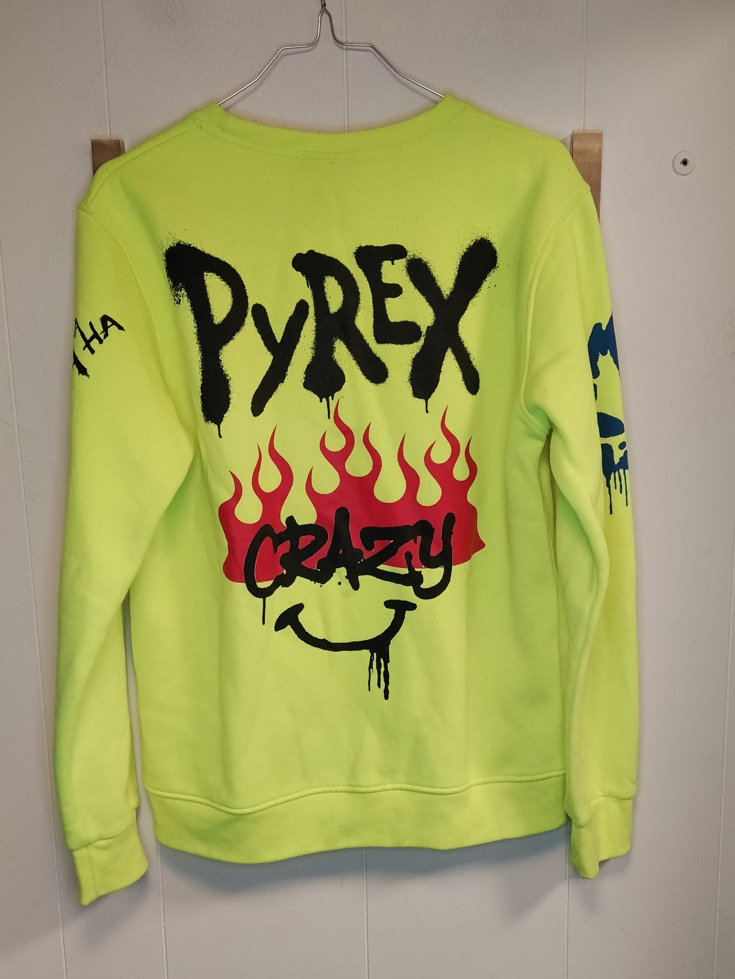 Felpa Pyrex giallo fluo con stampa graffiti taglia S