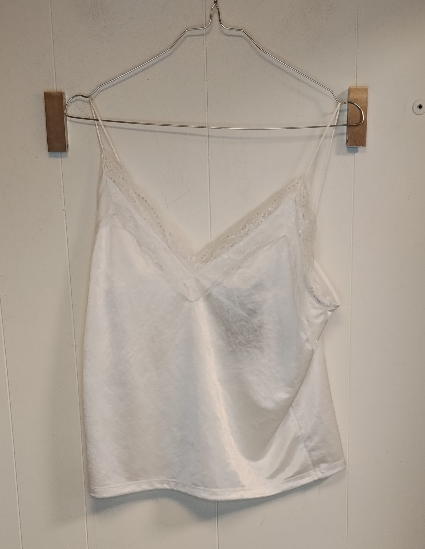 Top donna OVS bianco satinato con pizzo taglia S