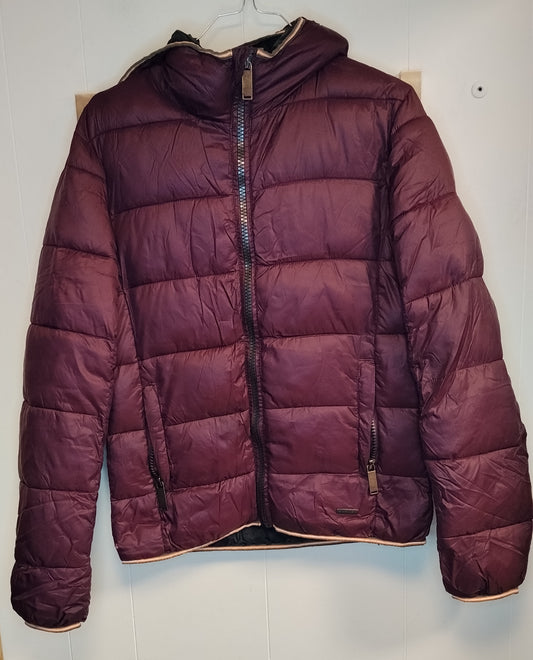 Piumino donna Sisley bordeaux con cappuccio taglia M