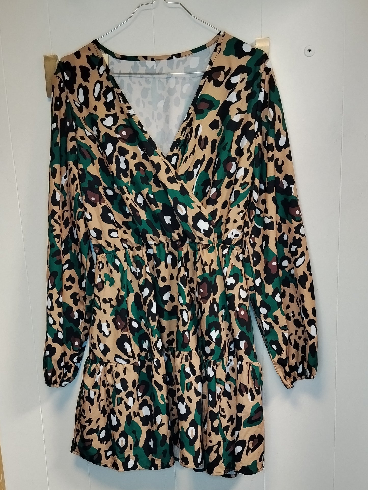Abito donna fantasia animalier verde e beige taglia M