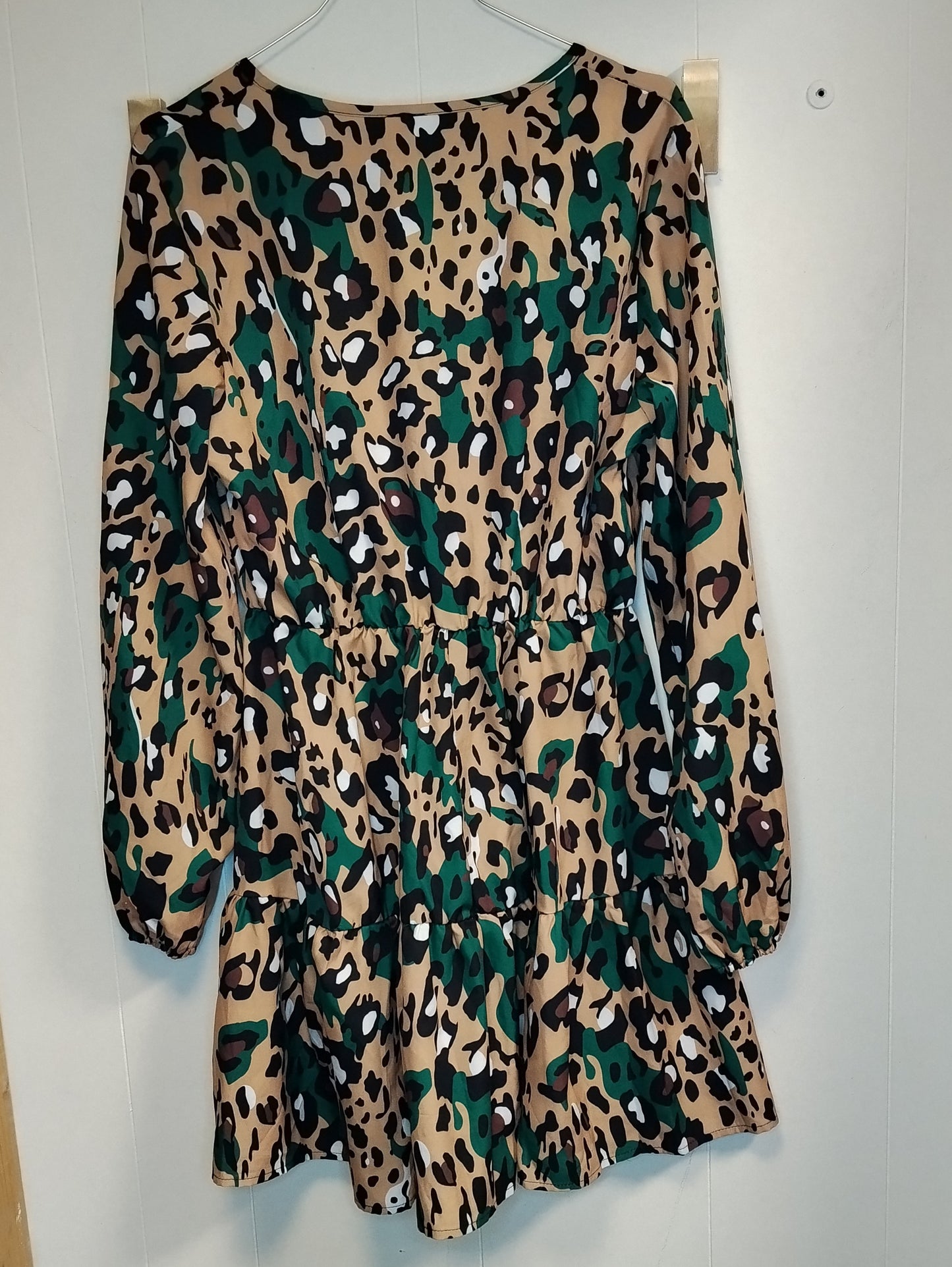 Abito donna fantasia animalier verde e beige taglia M