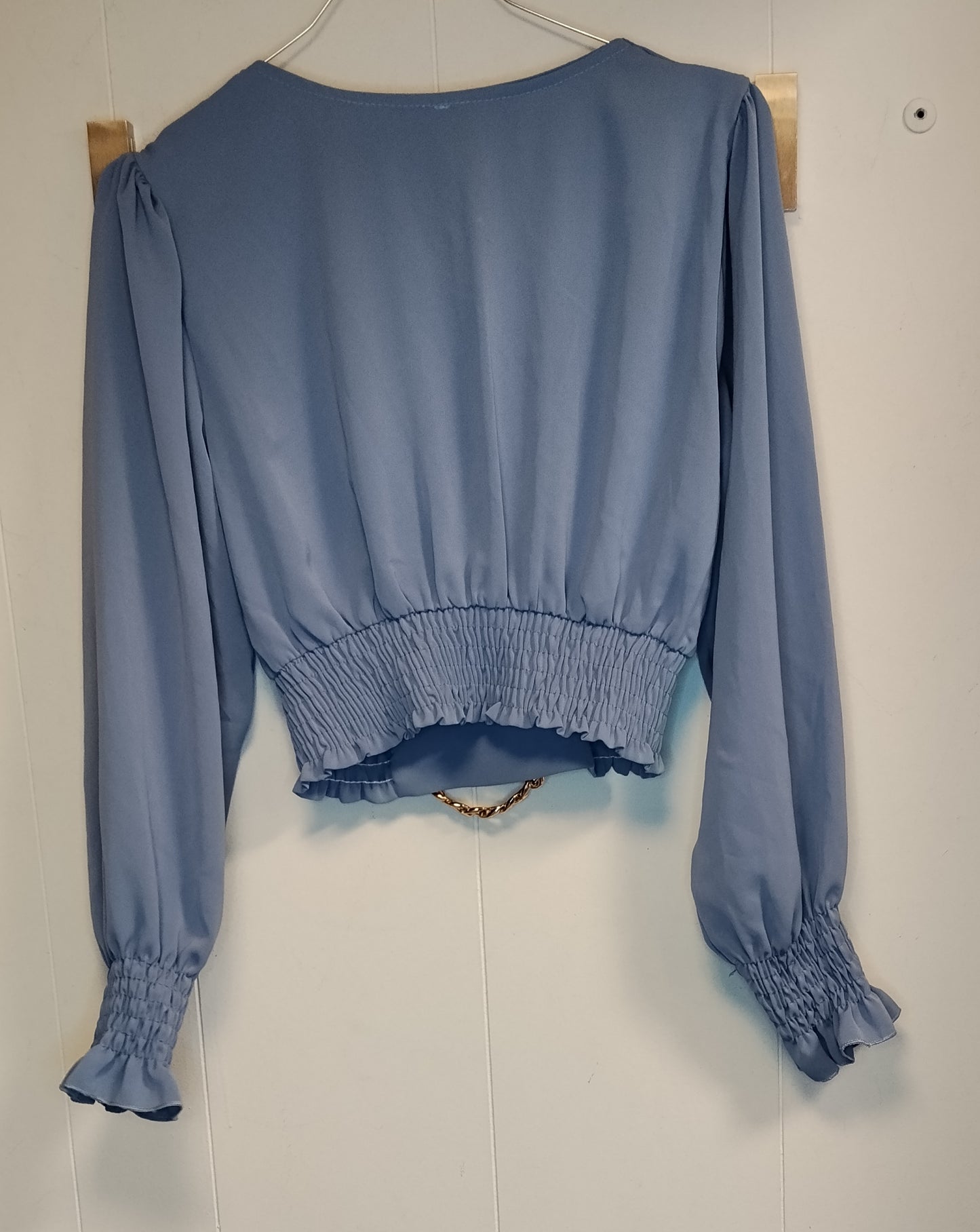 Top donna azzurro incrociato con catena taglia M