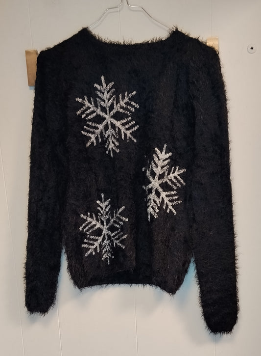 Maglione donna Only nero con fiocchi di neve taglia S