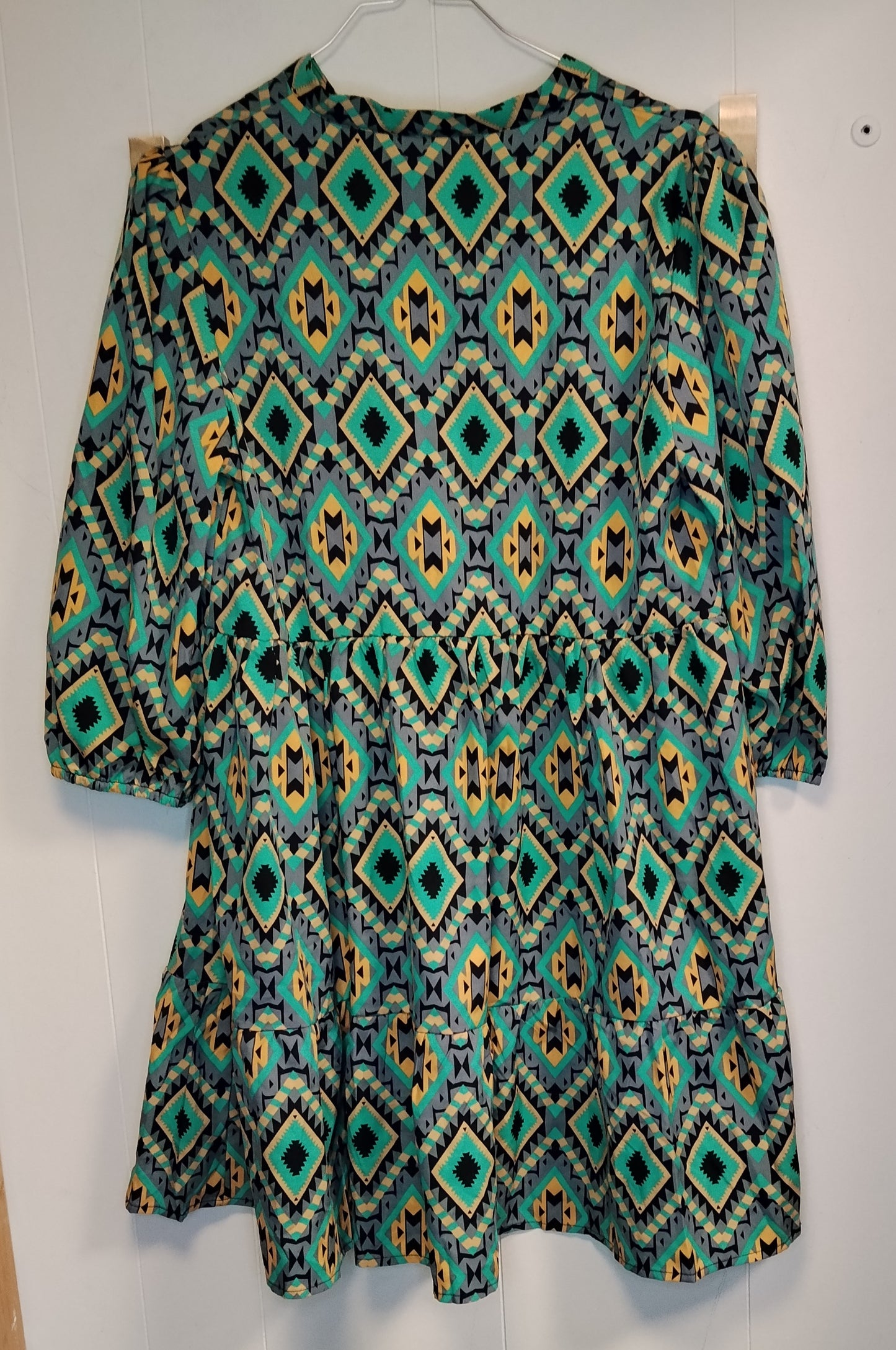 Abito donna fantasia geometrica verde taglia L