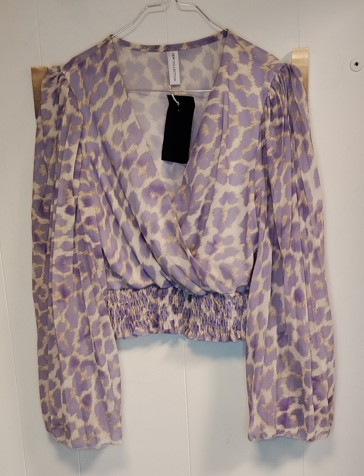 Top donna cropped fantasia animalier lilla taglia M