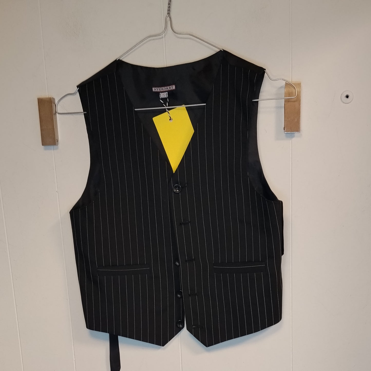 Completo elegante bambino 3 pezzi Nyeroket gessato nero taglia 10 anni