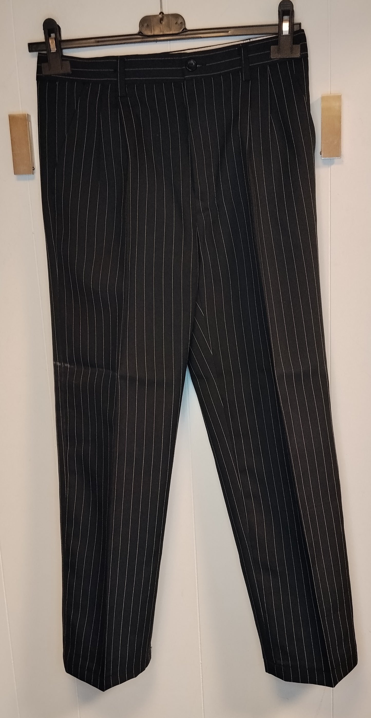 Completo elegante bambino 3 pezzi Nyeroket gessato nero taglia 10 anni