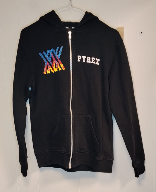 Felpa Pyrex nera con zip e cappuccio taglia S