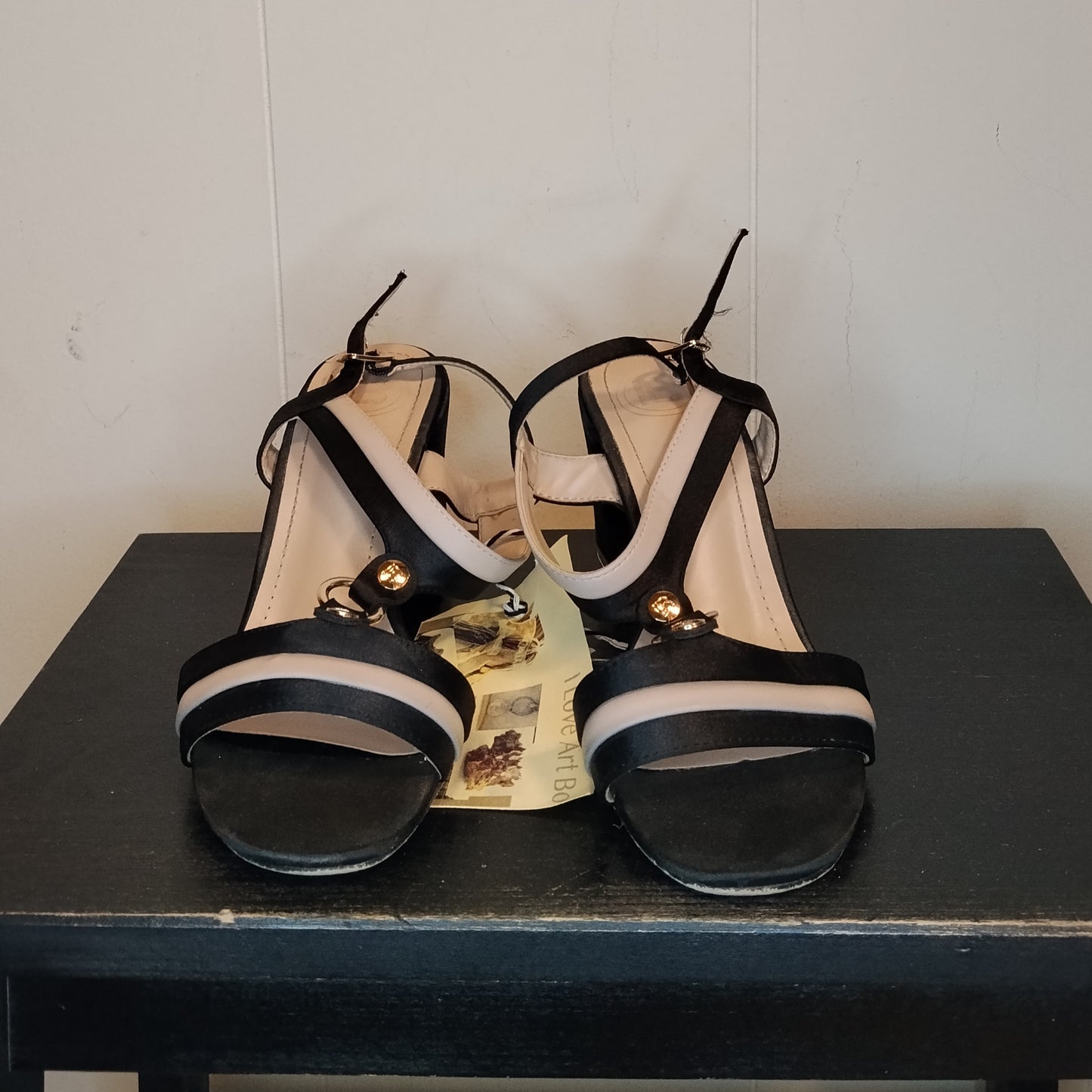 Sandali Laura Biagiotti donna neri e beige con tacco taglia 35