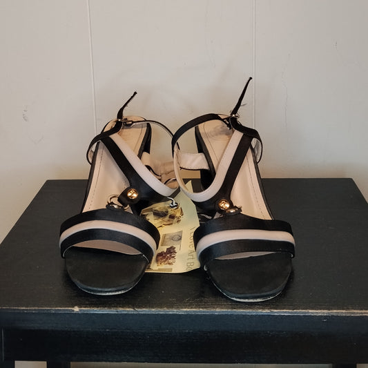 Sandali Laura Biagiotti donna neri e beige con tacco taglia 35