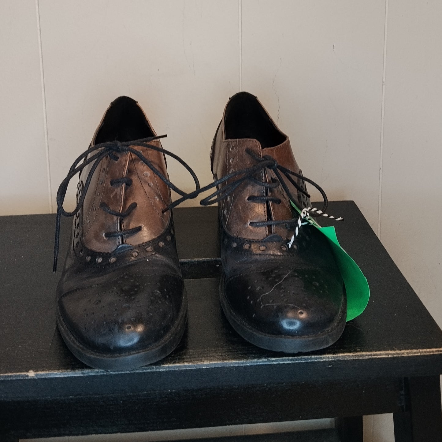Scarpe stringate donna The First taglia 39 nere e marroni stile inglese