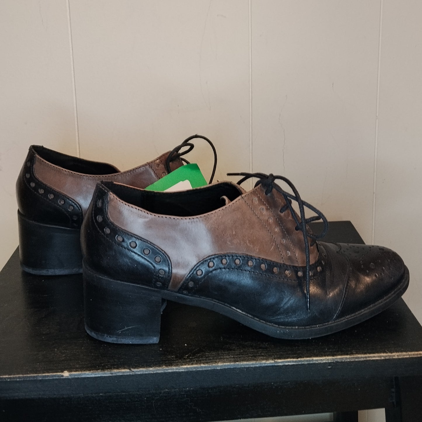 Scarpe stringate donna The First taglia 39 nere e marroni stile inglese