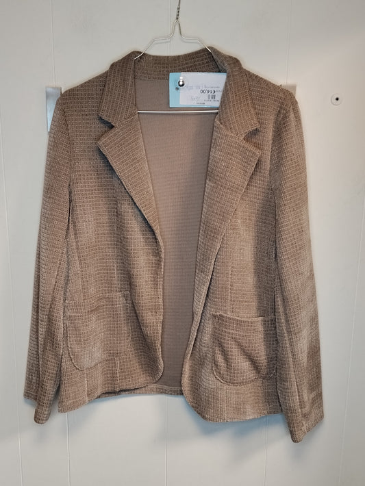 Giacca donna taglia L beige senza marca effetto bouclé