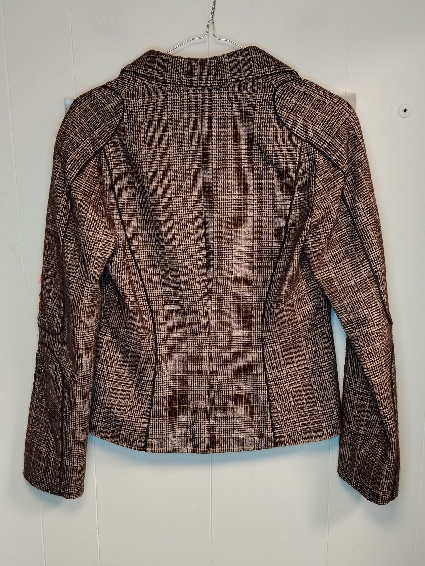 Giacca donna Carla Carini taglia M fantasia check con ricami