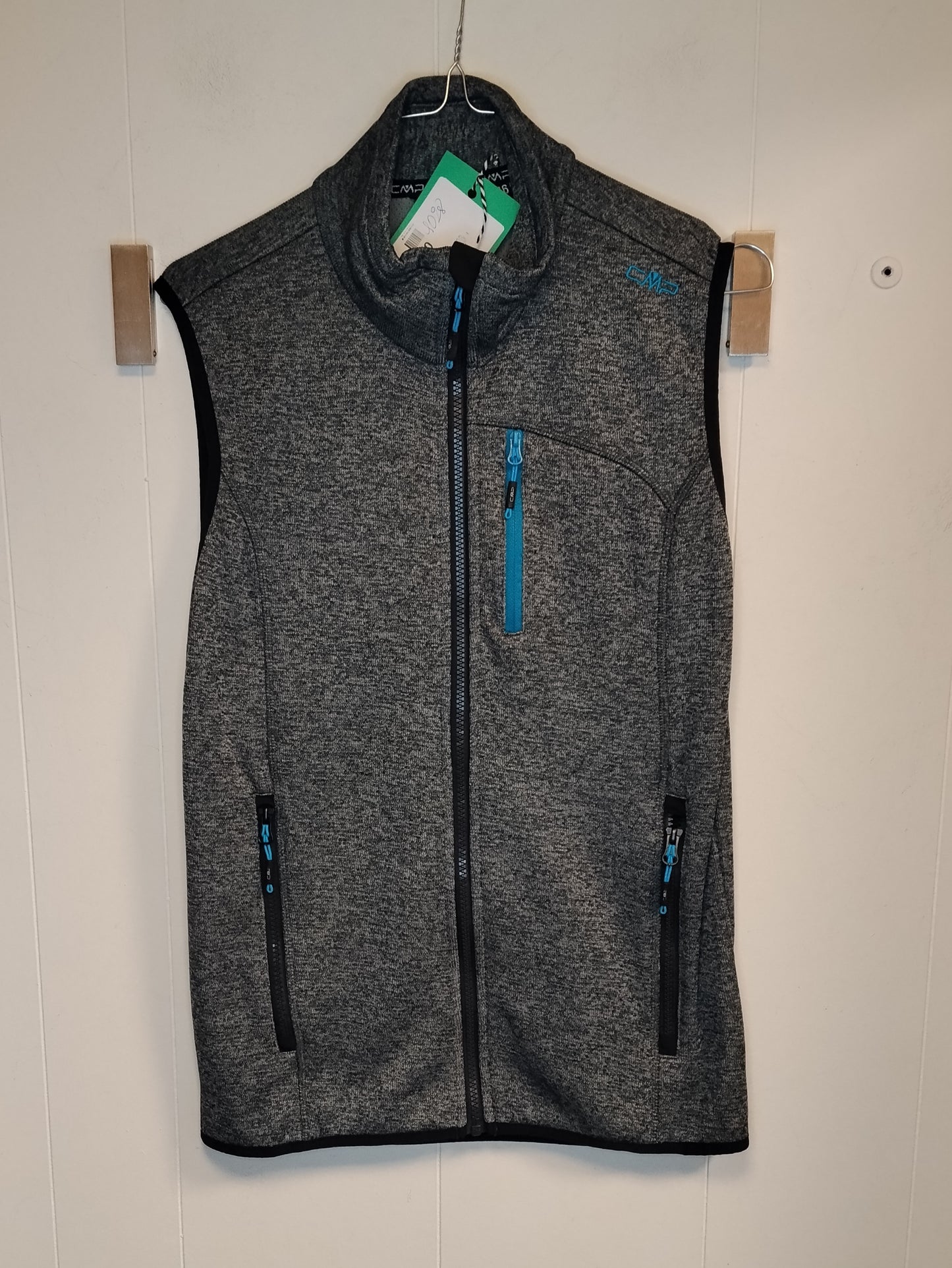Gilet CMP taglia 46 grigio mélange con zip e dettagli azzurri