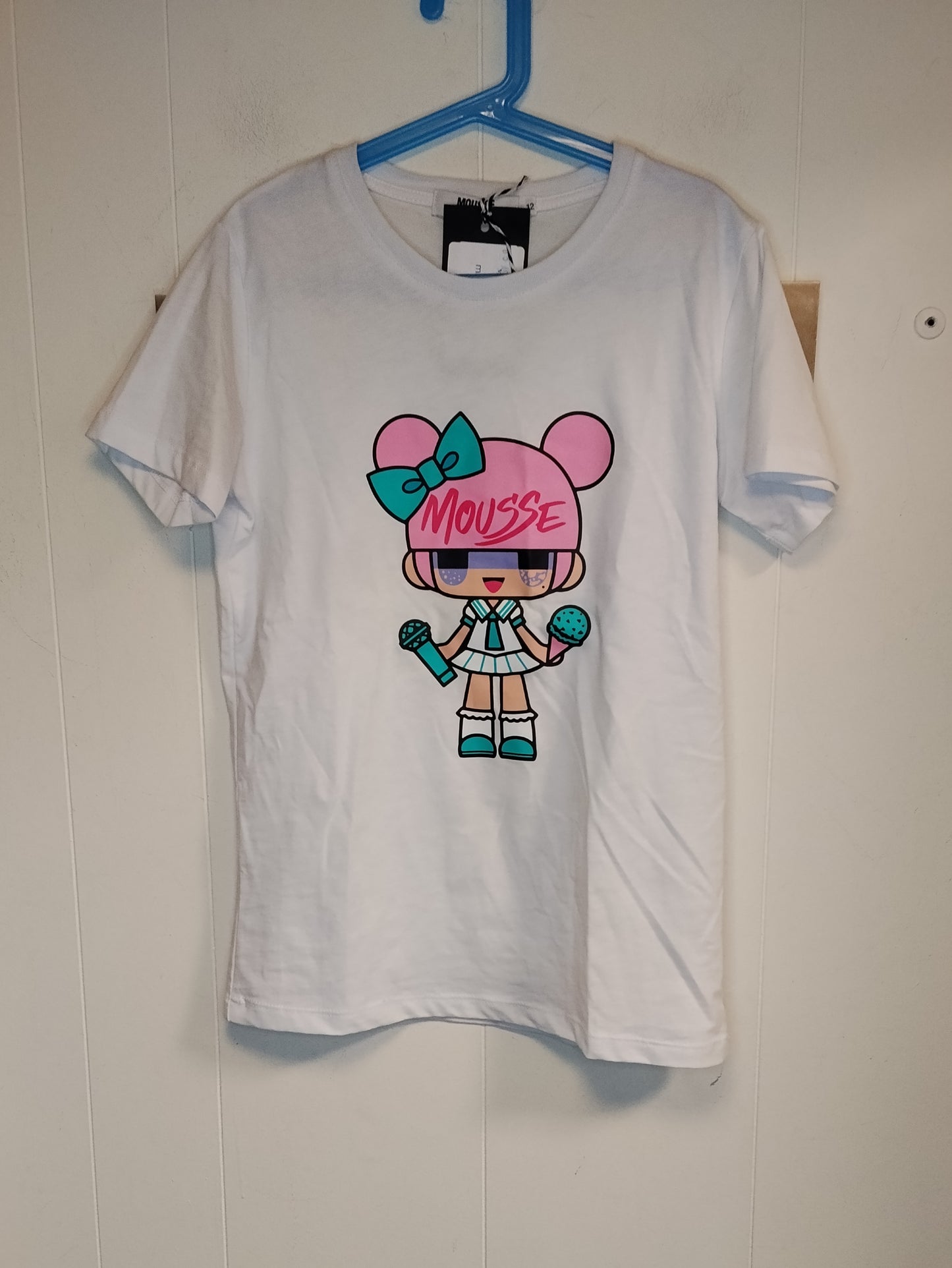 T-shirt bambina Mousse taglia 12 anni bianca con stampa