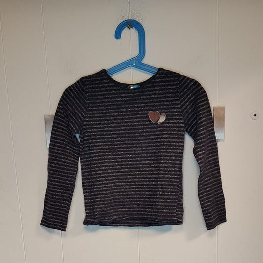 Maglia bambina senza marca taglia 4 anni 104 cm nera a righe glitter