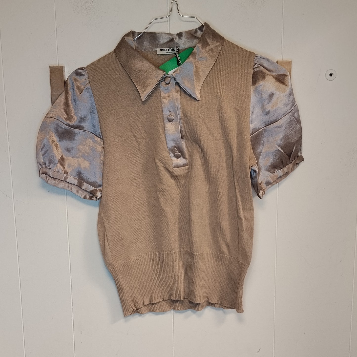 Maglia Miu Miu donna taglia 40 beige con maniche satinate
