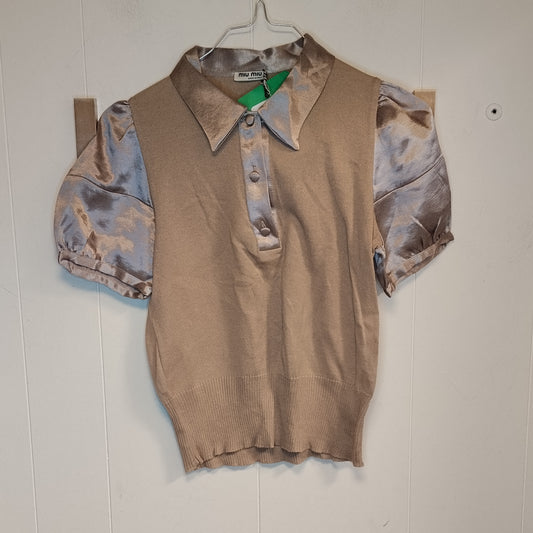 Maglia Miu Miu donna taglia 40 beige con maniche satinate