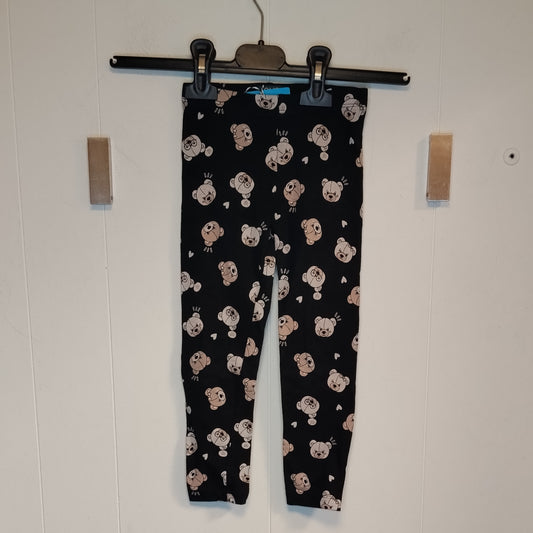Leggings bambina OVS taglia 3/4 anni 104 cm neri fantasia orsetti
