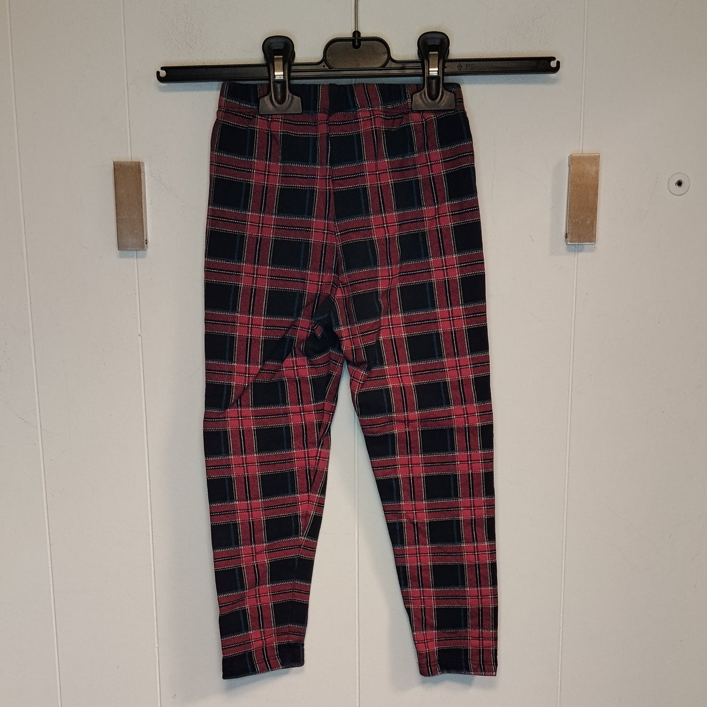Leggings bambina OVS taglia 3/4 anni 104 cm tartan rosso e blu