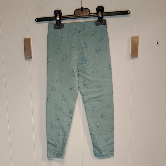 Leggings bambina OVS taglia 3/4 anni 104 cm verde acqua fantasia cuori
