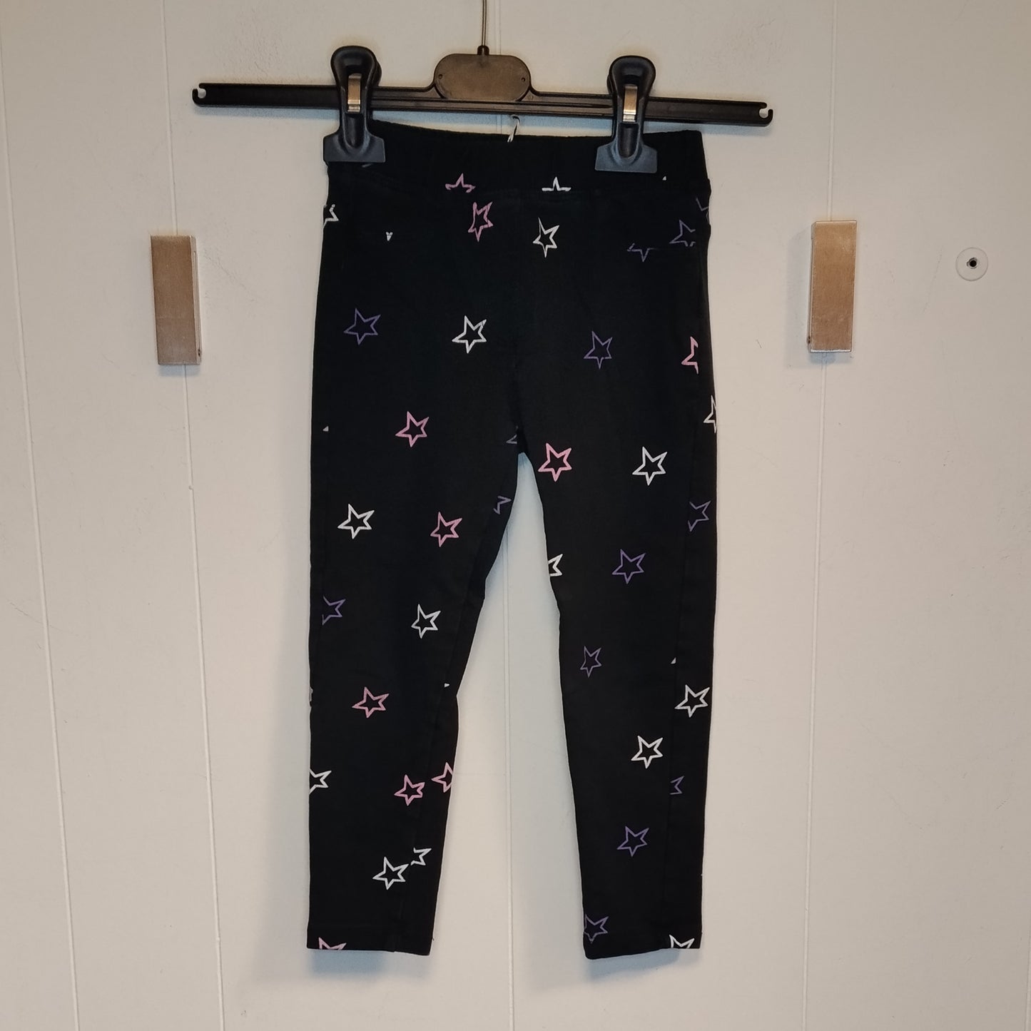 Leggings bambina OVS taglia 3/4 anni 104 cm neri fantasia stelle