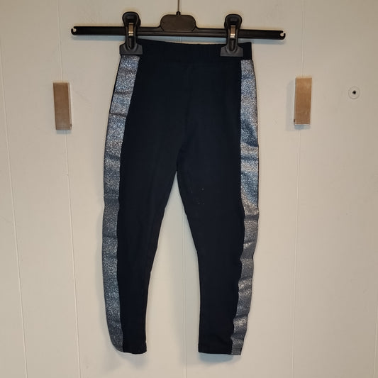 Leggings bambina OVS taglia 3/4 anni 104 cm neri con bande laterali glitter
