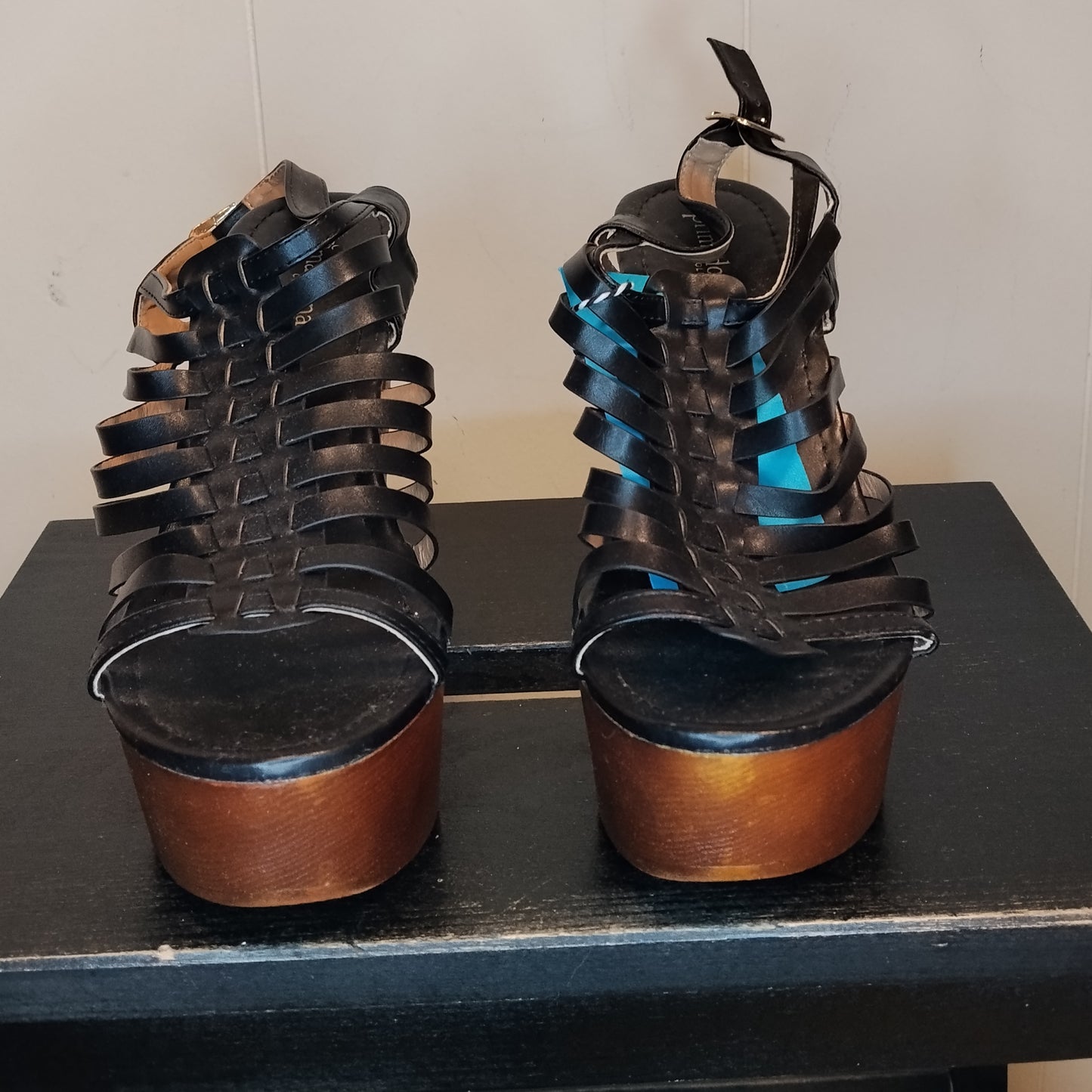 Sandali donna Prima Donna taglia 40 neri con tacco e plateau