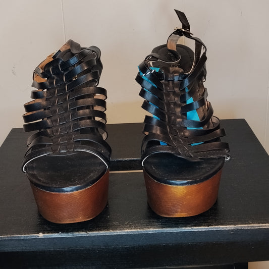 Sandali donna Prima Donna taglia 40 neri con tacco e plateau