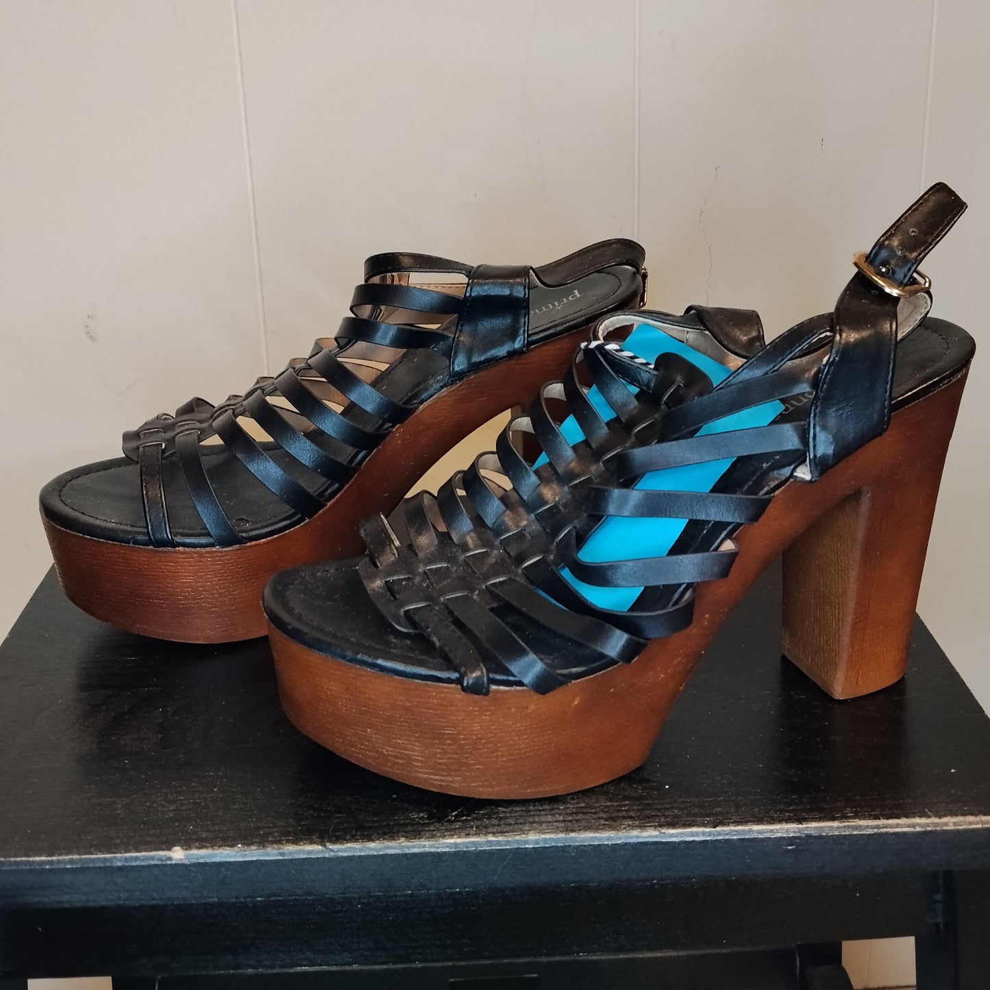 Sandali donna Prima Donna taglia 40 neri con tacco e plateau