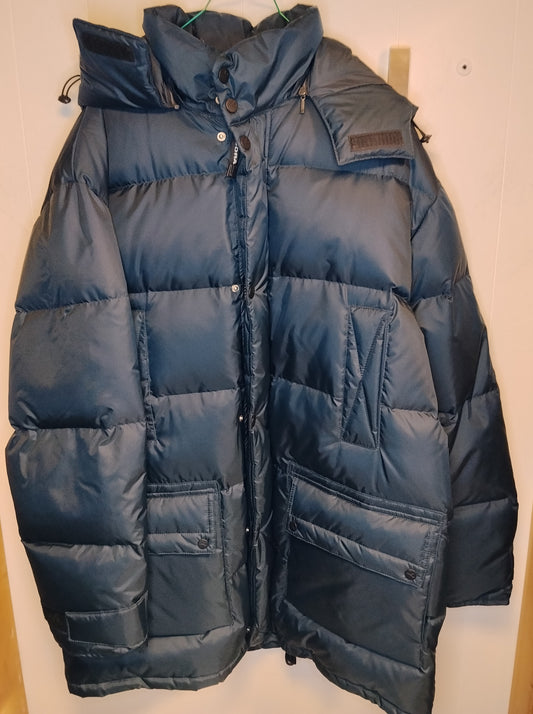 Piumino uomo Diadora taglia L blu petrolio con cappuccio