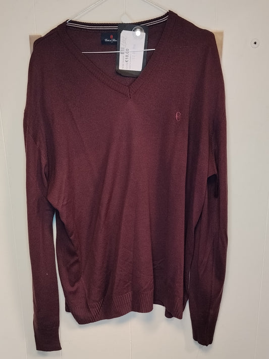 Maglione uomo Conte of Florence taglia XL bordeaux scollo a V