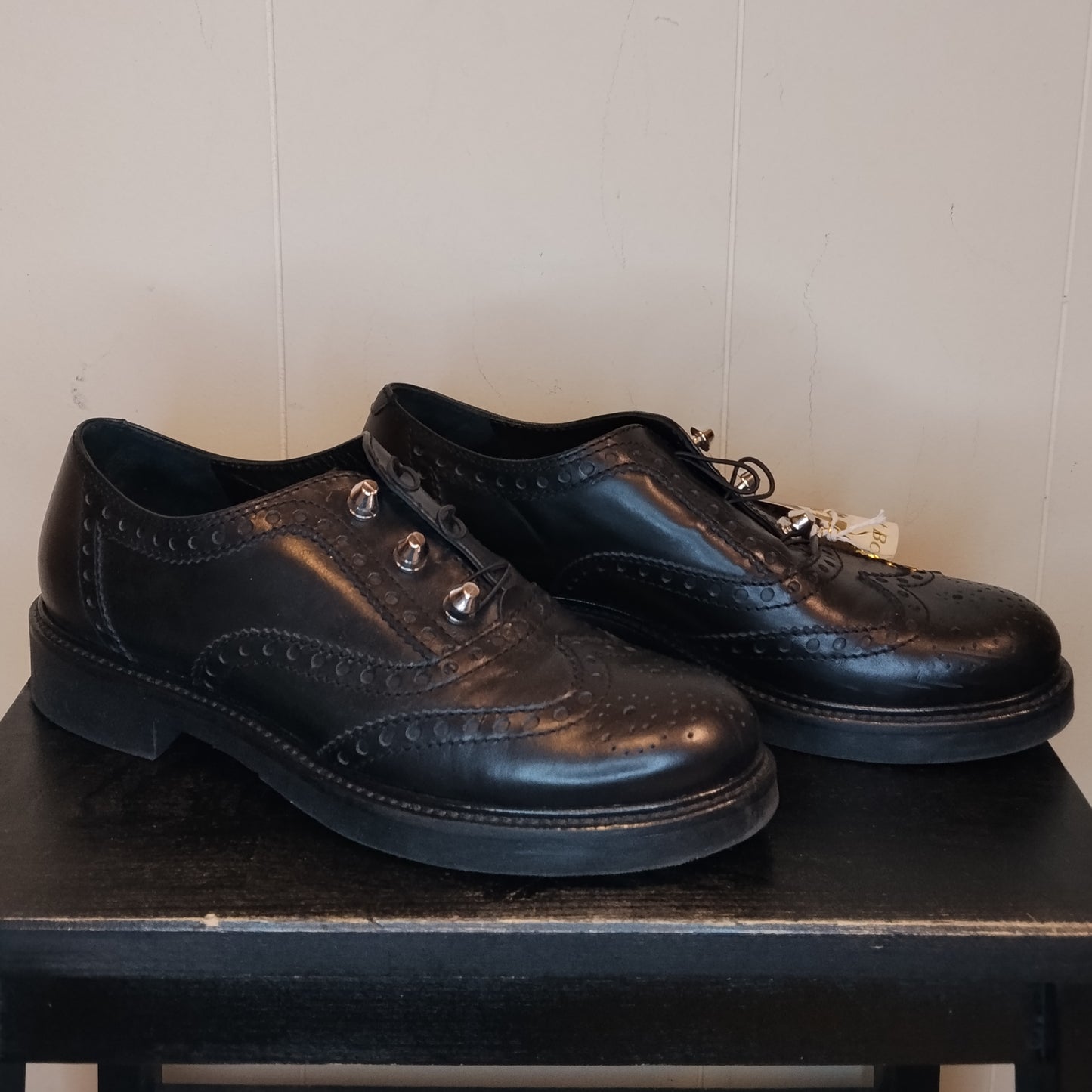 Scarpe Francesine Brogue Donna Bongenie Grieder Nere Pelle Taglia 38 Eleganti