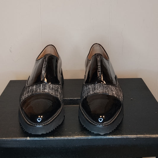 Scarpe Donna Zocal Vernice Nera Platform Slip On Taglia 38 Stile Moderno