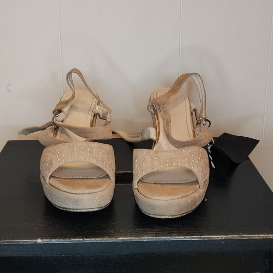 Sandali Donna Beige con Zeppa e Strass Taglia 38 Eleganti Casual Chic