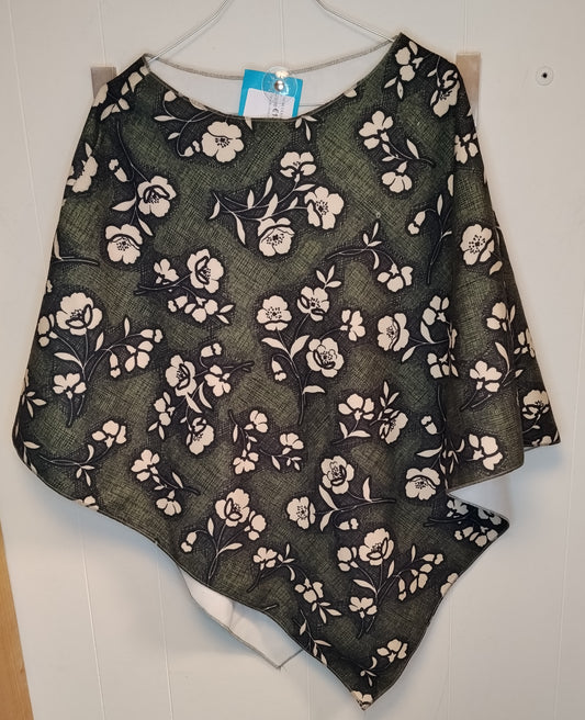 Blusa Donna Floreale Verde e Nero Asimmetrica Taglia M Stile Casual Elegante