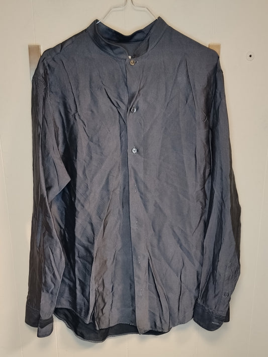 Camicia Uomo Armani Jeans Blu Collo Coreano Taglia M Elegante Casual