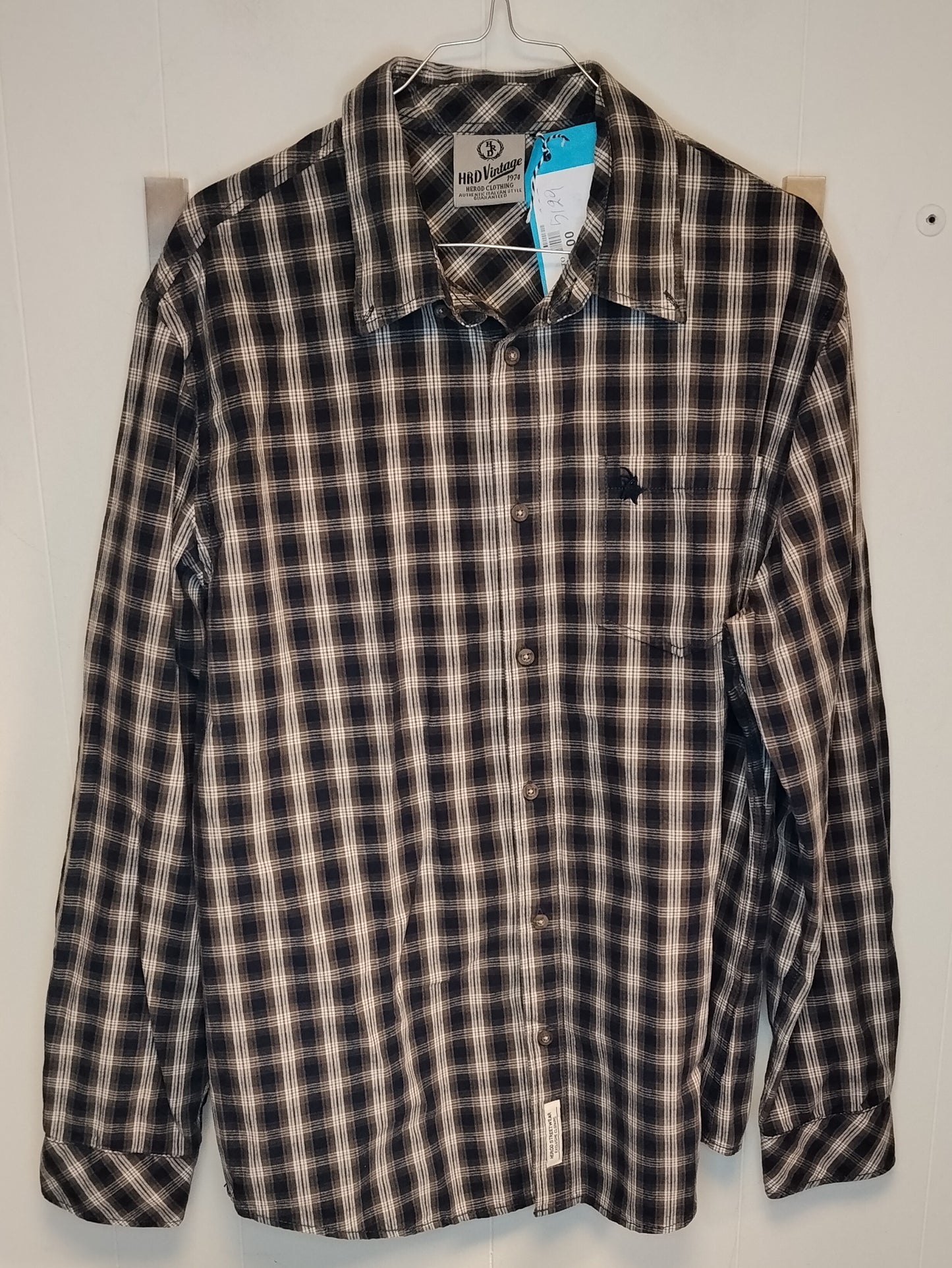 Camicia Uomo Herod Clothing a Quadri Blu Beige Taglia XL Casual