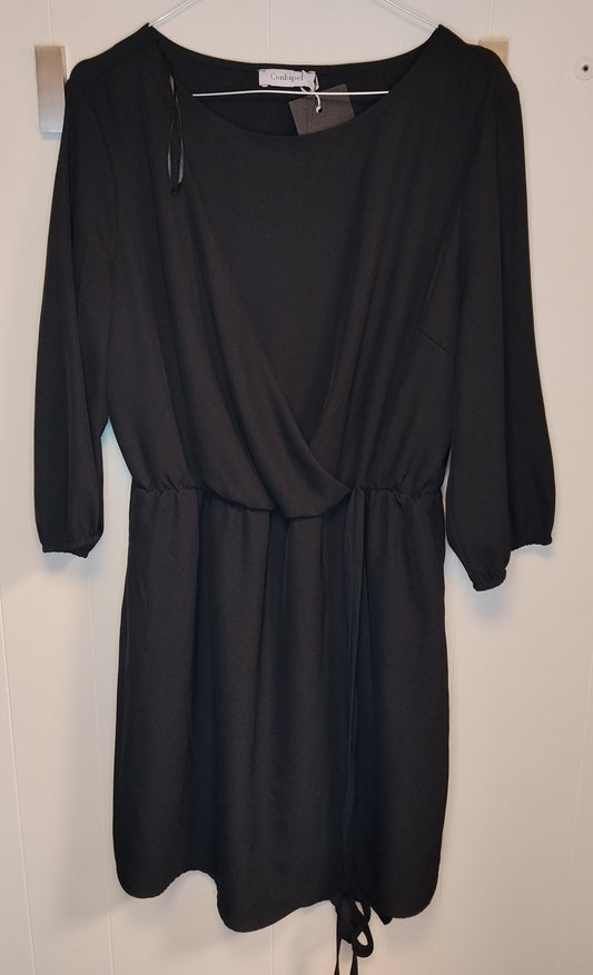 Vestito Donna Conbipel Nero Elegante Taglia 46 con Scollo Drappeggiato