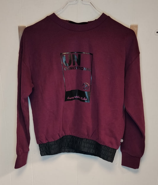 Felpa Donna Unconventional Bordeaux Crop Taglia M Nuova con Cartellino