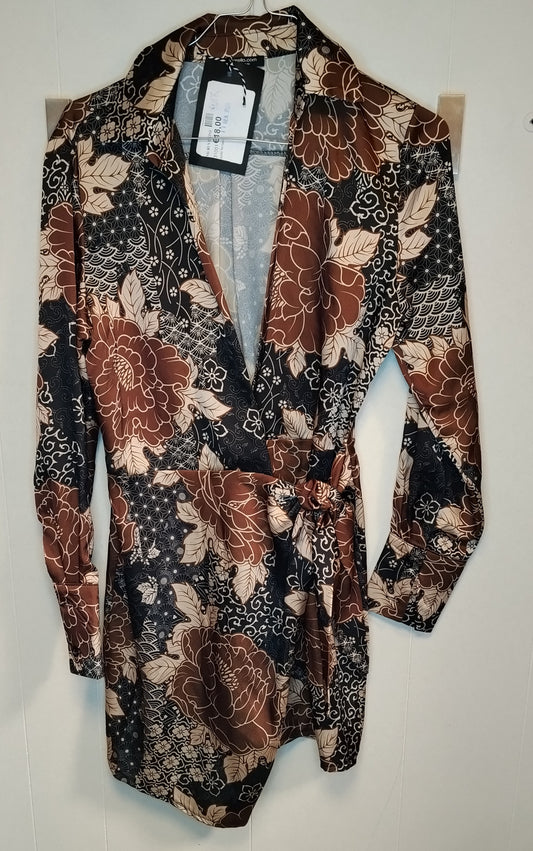 Abito Donna Pittarello Fantasia Floreale Marrone Nero Taglia M