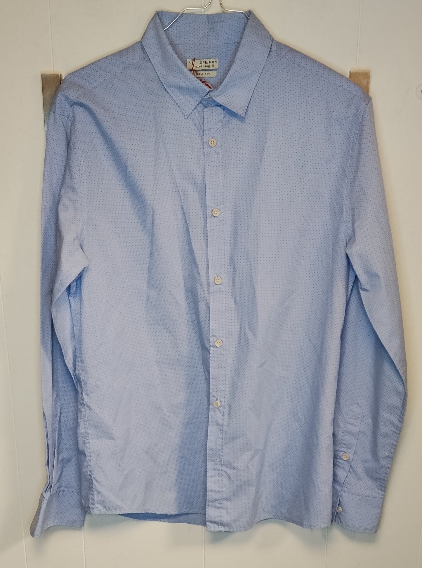 Camicia Uomo Calliope Azzurra Slim Fit Microfantasia Taglia XS