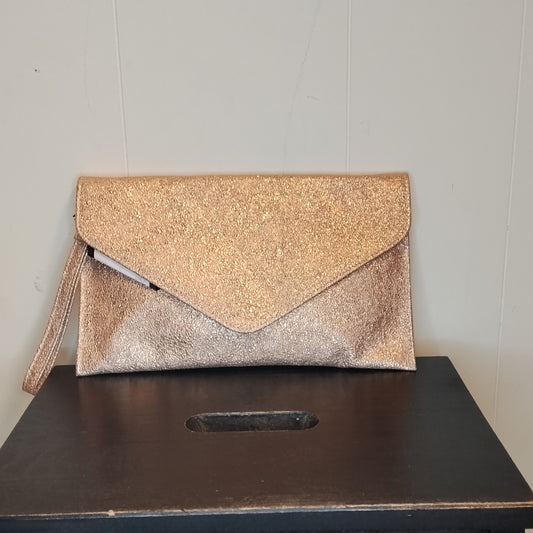 Pochette Donna Alesya Oro Glitter Elegante Clutch Cerimonia 30x18 cm