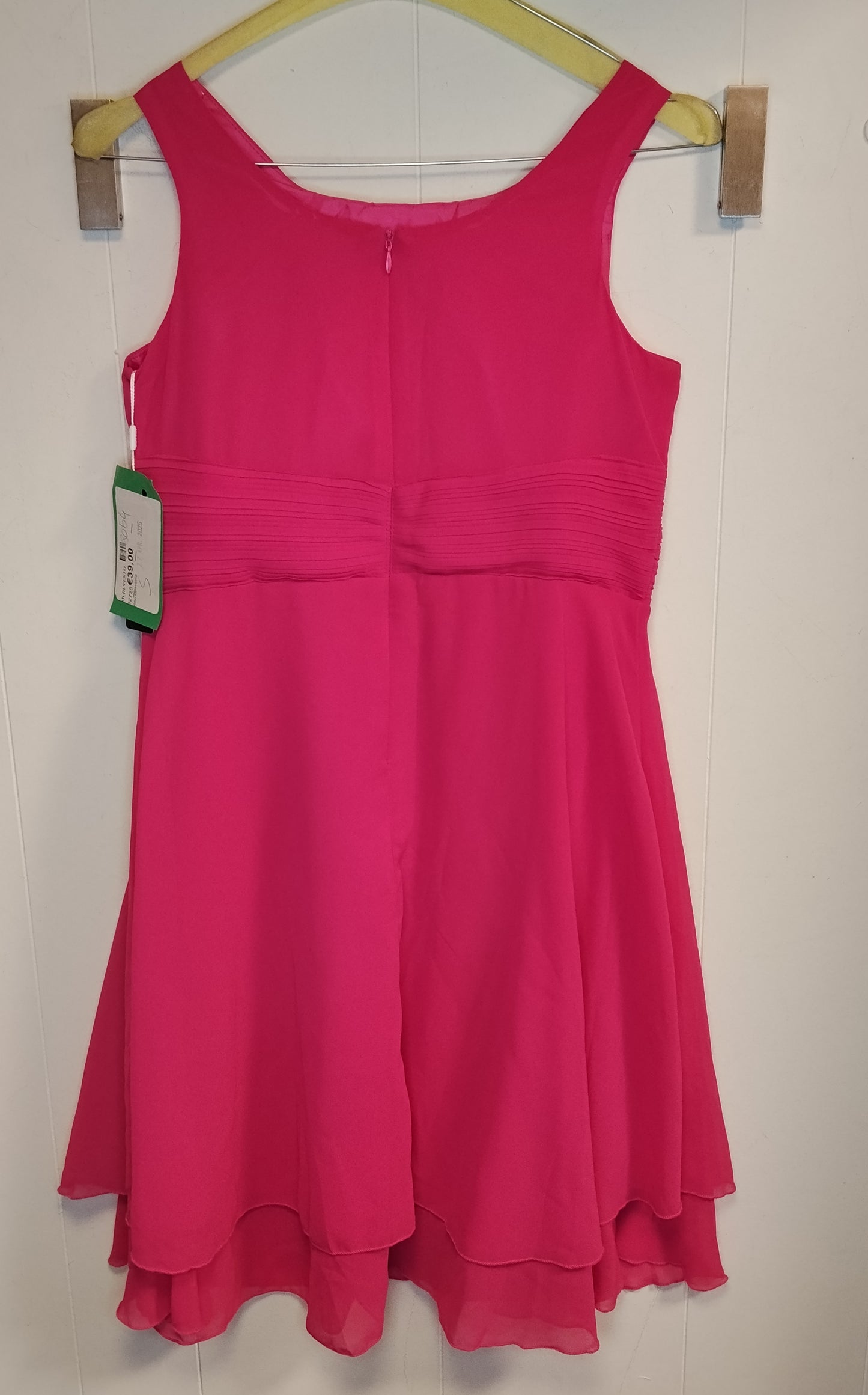 Abito Donna Iefiel Fucsia Elegante Chiffon Taglia S Nuovo con Cartellino