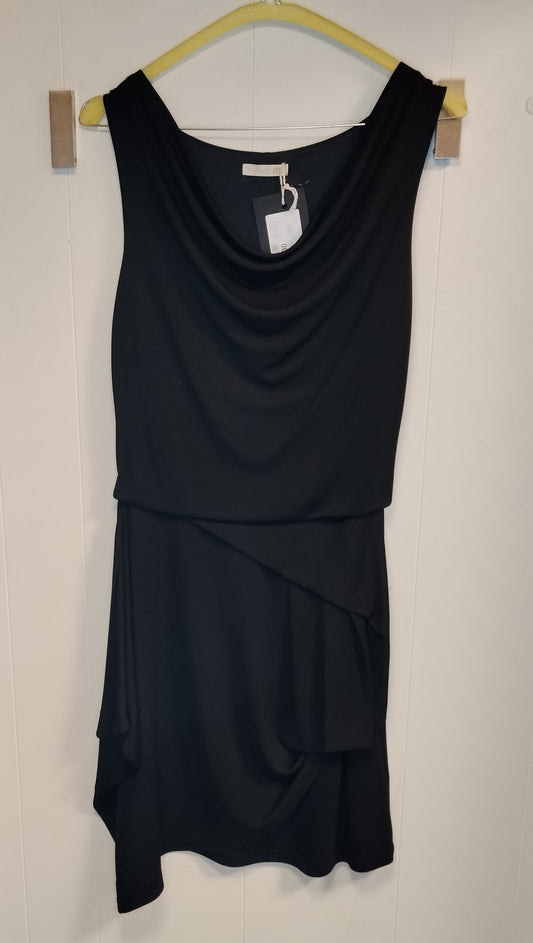 Vestito Nero Elegante Donna Taglia S Drappeggiato Senza Marca