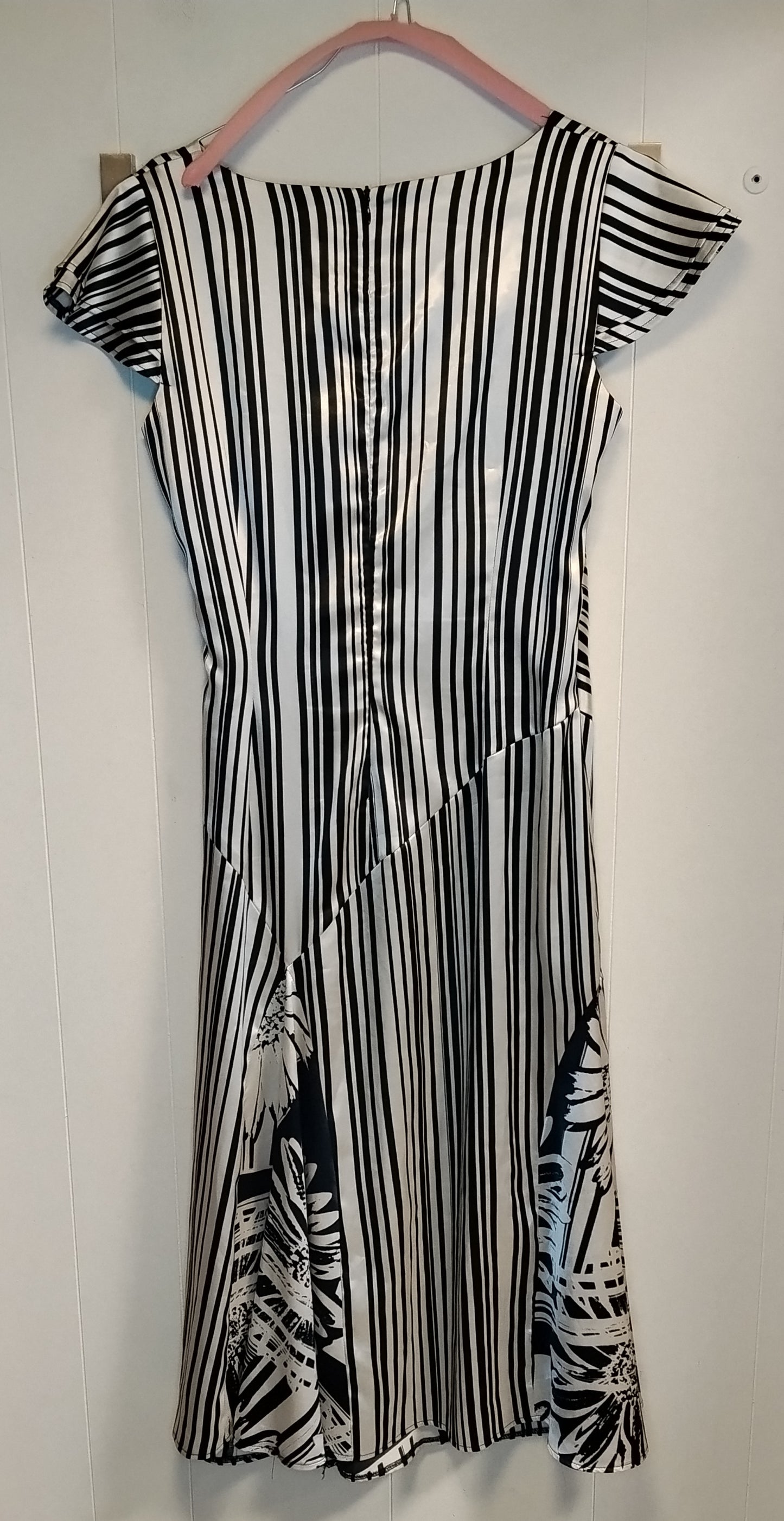 Abito Donna Nominal Bianco e Nero a Righe Taglia 42 Elegante