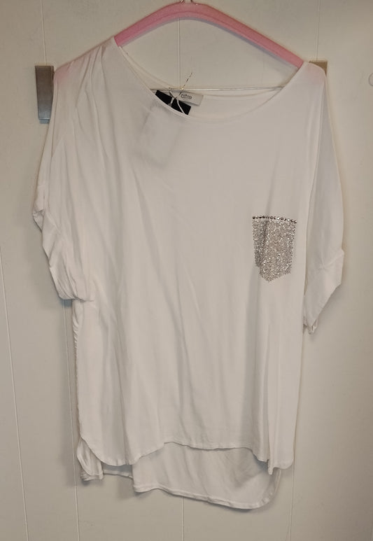 Maglia Donna Oltre Bianca con Taschino Gioiello Taglia L