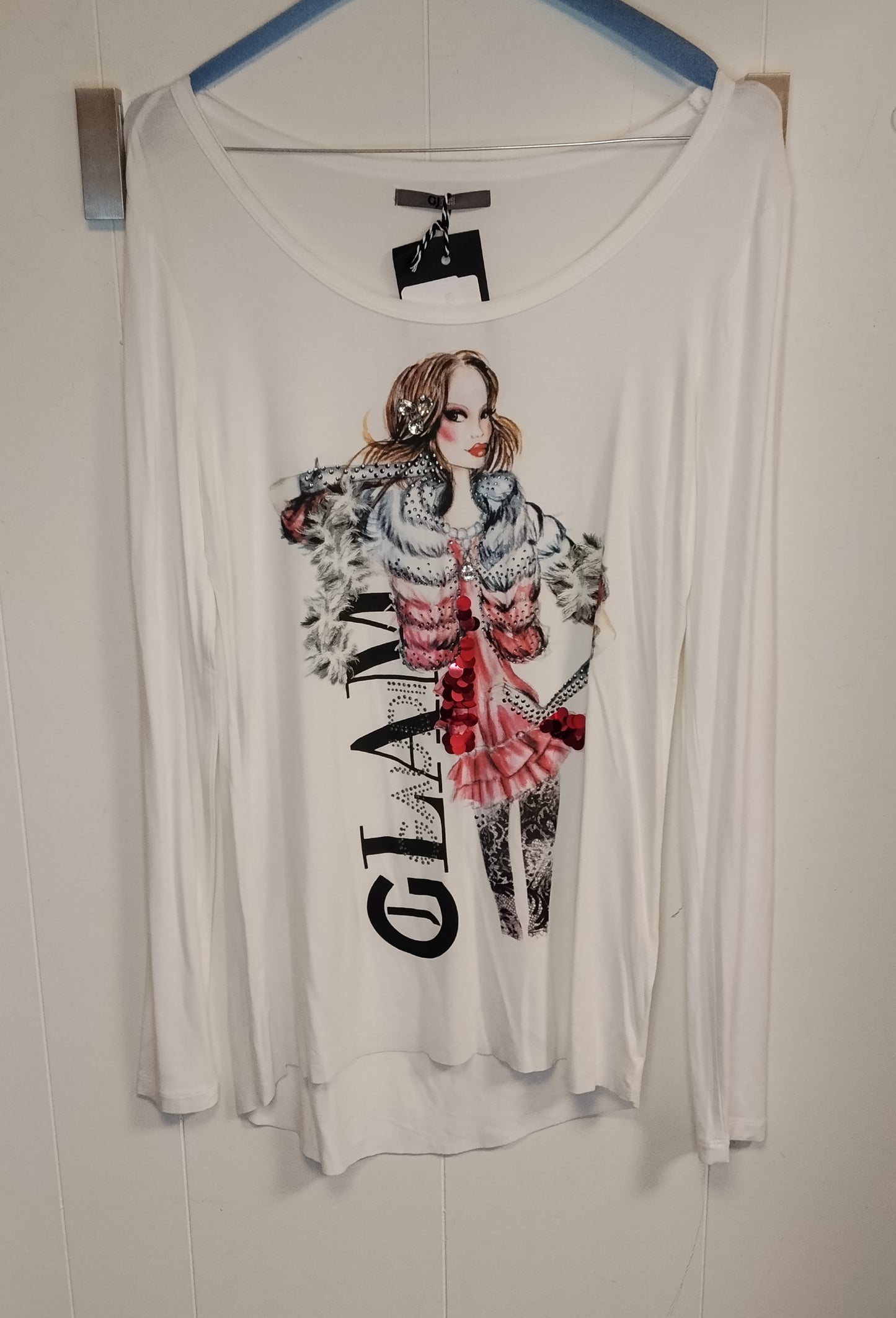 Maglia Donna Gaudì Jeans Bianca Stampa Fashion Taglia L