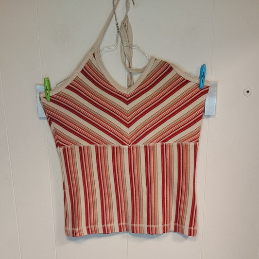 Top Donna Vila Righe Rosse e Beige con Allacciatura Taglia M